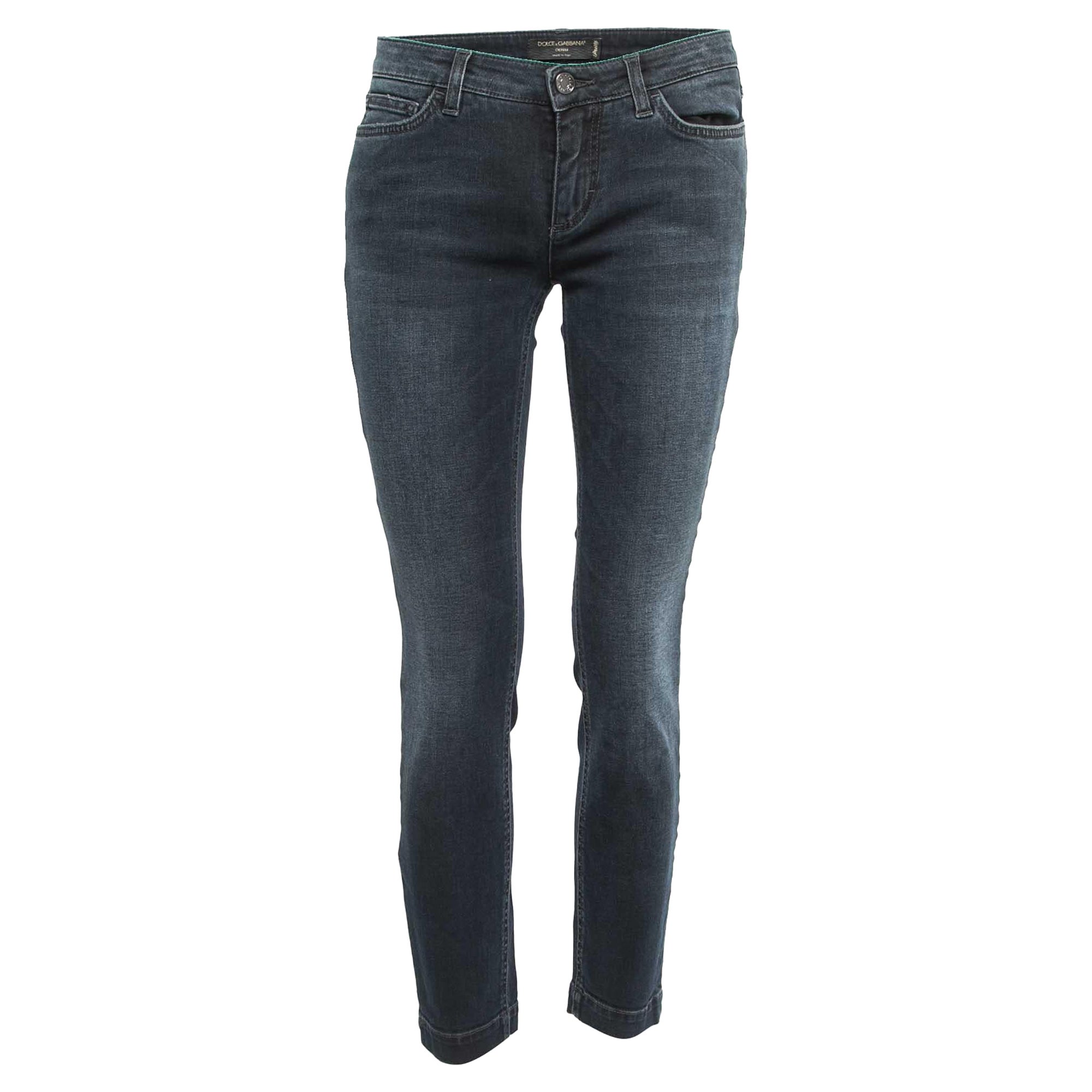 Dolce & Gabbana Grey Blue Denim Pretty Skinny Jeans M Waist 30" For Sale