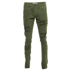 Vaqueros desgastados Off-White verde militar M Cintura 32