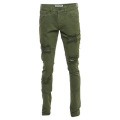 Off-White Military Green Distressed Denim Jeans M Waist 32"