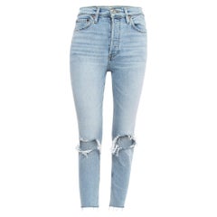 Re/Done - Jeans blu strappati con bottoni Vita 26''