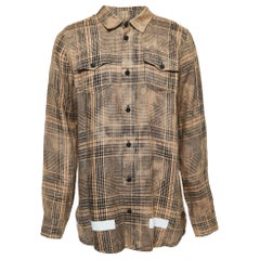 Off-White Camisa de manga larga con botones delanteros de lino beige M