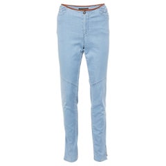 Louis Vuitton Light Blue Denim Logo Stitch Detail Slim Fit Jeans L Waist 32"