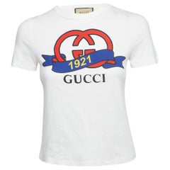 Gucci White Interlocking G Print Cotton Crop T-Shirt XS