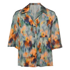 Off-White Multicolor Romantic Print Satin Bowling Shirt S