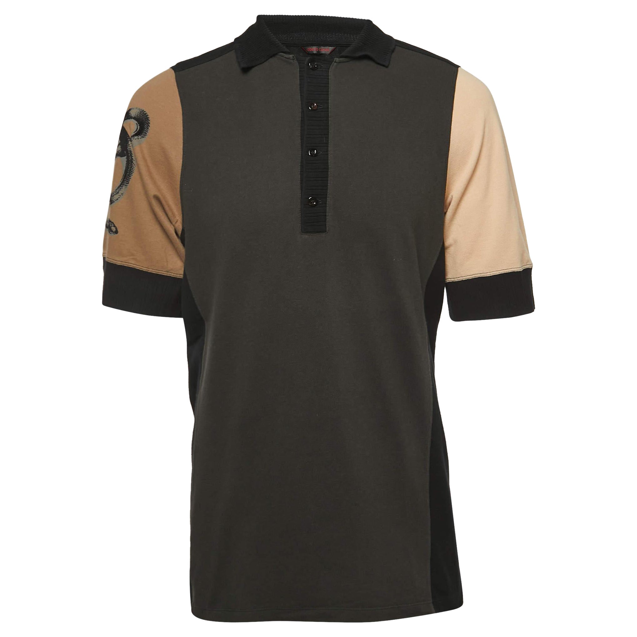 Roberto Cavalli T-Shirt Polo en coton à motifs multicolores 4XL en vente