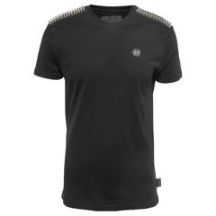 Philipp Plein Homme Black Spiked Cotton Crew Neck T-Shirt M