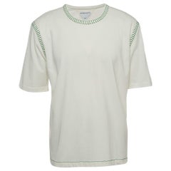 Bottega Veneta White Cotton Cotton Contrast Stitch Detail T-Shirt XL