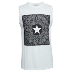 Givenchy White Cotton Print Patch Detail Tank Top M