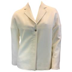 Akris White Zipped Boxy Blazer