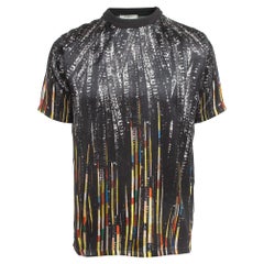 Givenchy Black Sequin Print Silk Satin T-Shirt XS