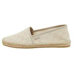 Gucci Cream GG Canvas Espadrille Flats Size 40.5