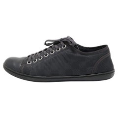 Louis Vuitton Black Leather and Damier Ebene Neoprene Low Top Sneakers Size 42