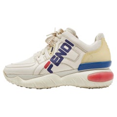 Fendi Off White Turnschuhe aus weißem Leder und Gummi Fendi Fila Mania Größe 39