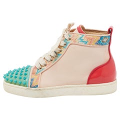 Christian Louboutin Multicolor Patent and Leather Louis Spikes  Top Sneakers