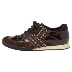 Louis Vuitton Brown Patent Leather and Suede Low Top Sneakers Size 37