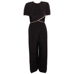 Vintage Bill Blass Navy Silk Jumpsuit 7