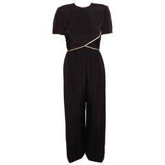 Vintage Bill Blass Navy Silk Jumpsuit