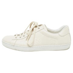 Gucci Cream GG Leather Lace Up Sneakers Size 41