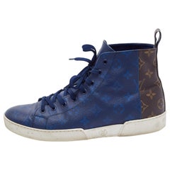 Louis Vuitton Blue/Brown Monogram Canvas High Top Sneakers Size 42.5