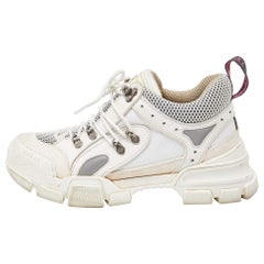 Gucci White/Grey Suede and Leather Flashtrek Chunky Sneakers Size 40