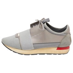 Balenciaga Two Tone Mesh and Leather Race Runner Sneakers Size 41