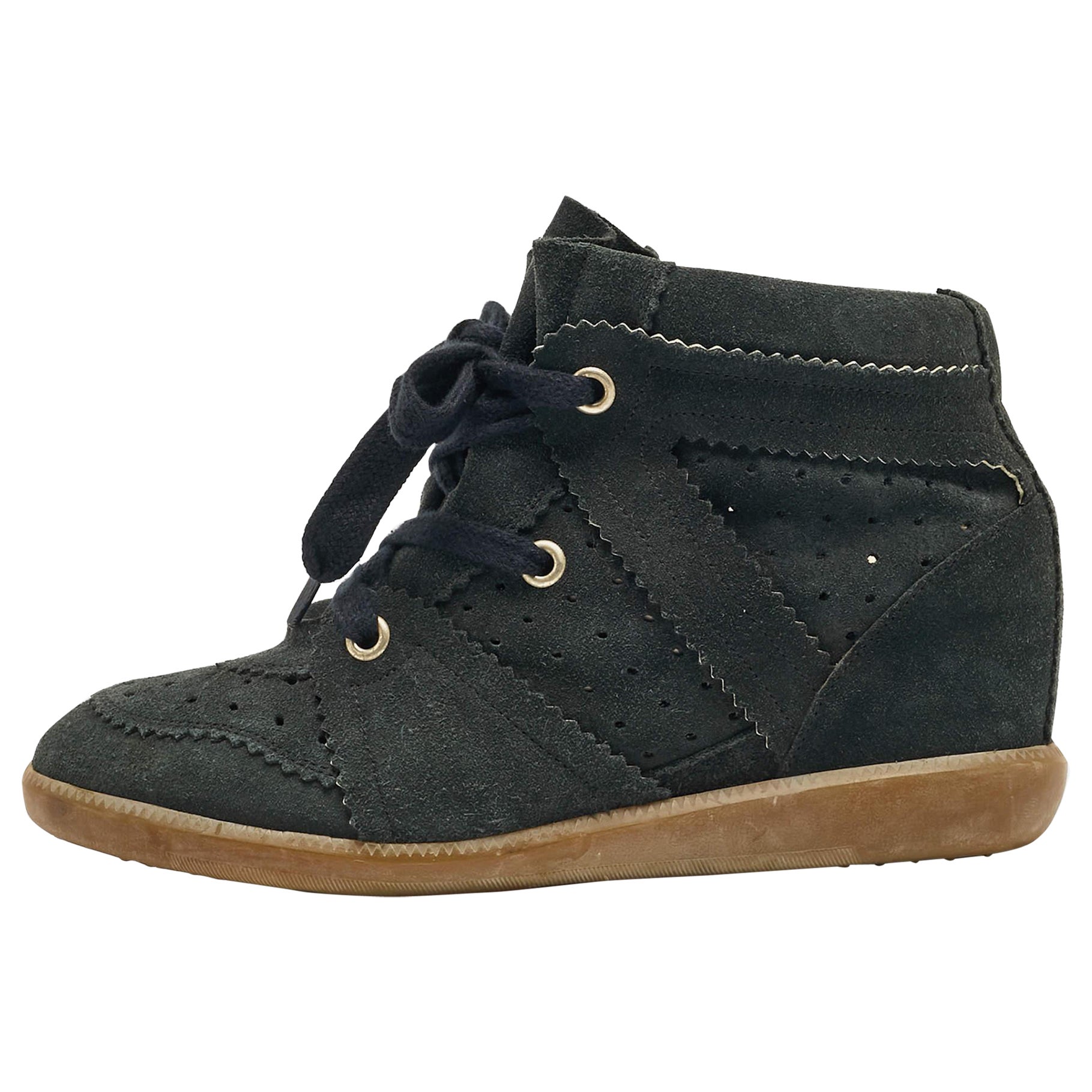 Isabel Marant Green Suede Bobby Wedge Sneakers Size 41