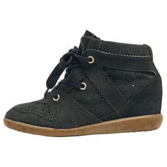 Isabel Marant Green Suede Bobby Wedge Sneakers Size 41