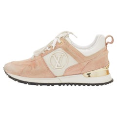 Louis Vuitton Beige/White Suede and Mesh Run Away Low Top Sneakers Size 36.5