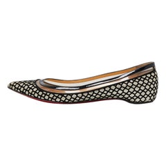 Christian Louboutin Black/Gold Mesh and Glitter Ballet Flats Size 38