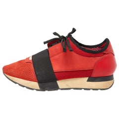 Balenciaga Orange Leather and Mesh Race Runner Sneakers Size 39
