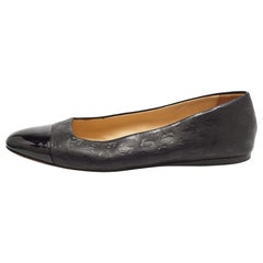 Jimmy Choo Black Leather and Patent Ballet Flats Size 37