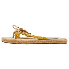 Louis Vuitton Yellow Suede Thong Espadrille Flats Size 40