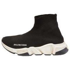Balenciaga Black Knit Fabric Speed Trainer Sneakers Size 37