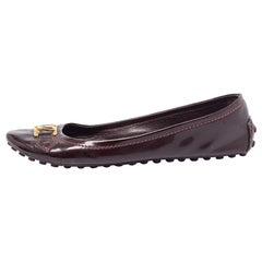 Louis Vuitton Burgundy Patent Leather Oxford Ballet Flats Size 39