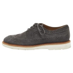 Tod's Grey Brogue Suede Lace Up Derby Size 41.5 