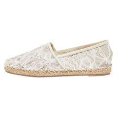 Valentino White Lace Espadrille Flats Size 37