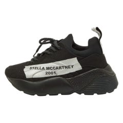Stella McCartney Black Canvas Eclypse Logo Low Top Sneakers Size 38