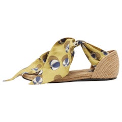 Used Gucci Black/Yellow Patent and Tie Up Ribbon Espadrilles Size 37