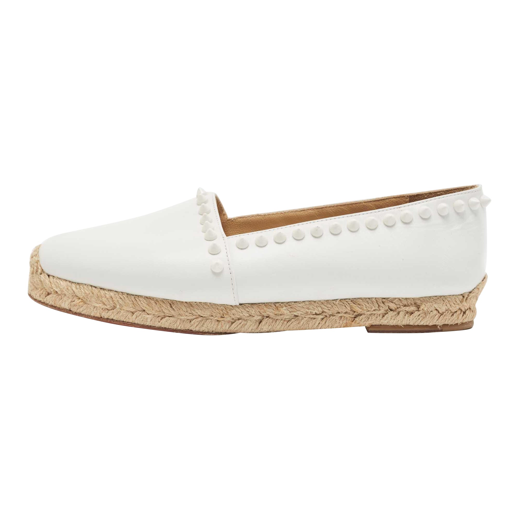 Christian Louboutin Alpargatas Melides de cuero blanco con adornos de pinchos Talla 36