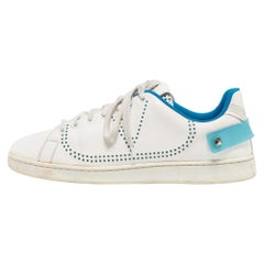 Valentino White/Blue Leather Backnet Sneakers Size 41