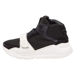 Burberry Black Neoprene and Suede Ramsey Sneakers Size 38