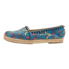 Christian Louboutin Blue Printed Canvas Ares Espadrille Flats Size 40
