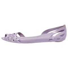 Gucci Purple Jelly Interlocking G Peep Toe D'orsay Flats Size 41.5