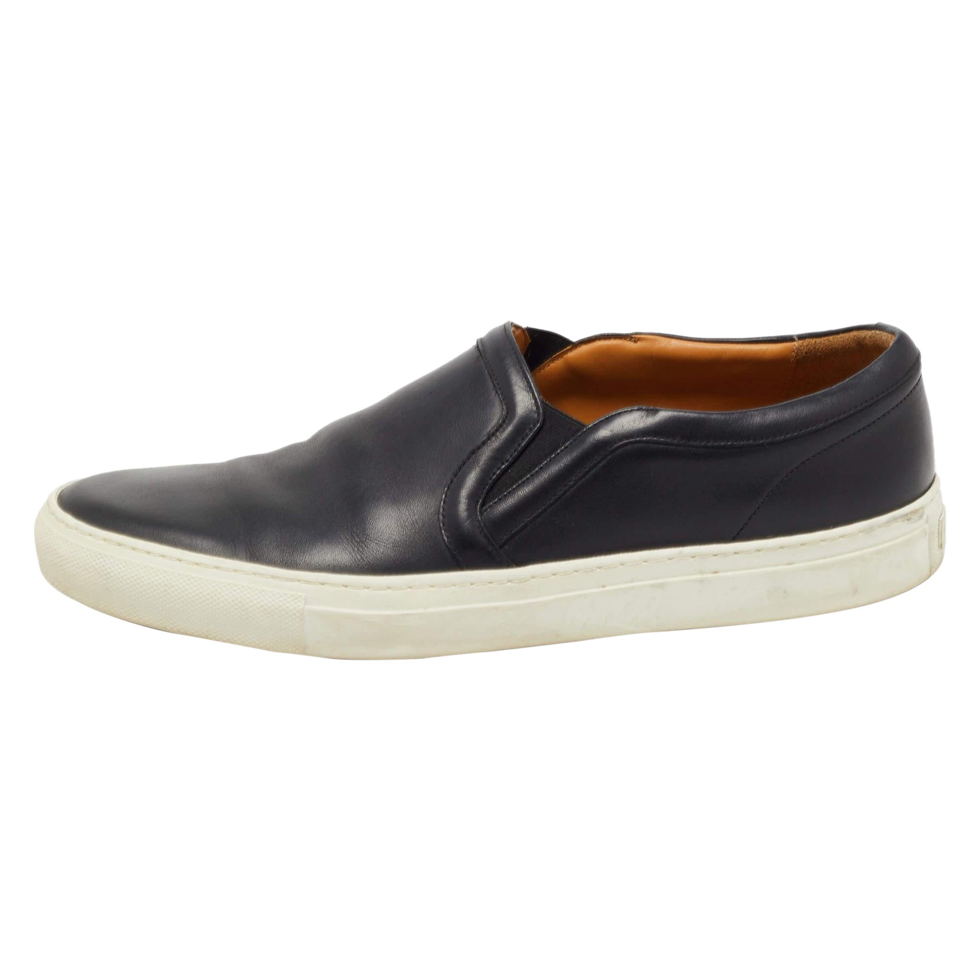 Givenchy Black Leather Slip On Sneakers Size 44 For Sale