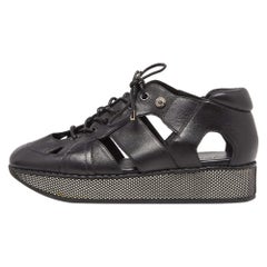 Jimmy Choo Black Cut Out Leather Morton Sneakers Size 36