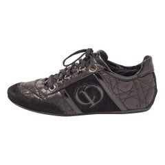 Dior Black Cannage Leather and Suede Sneakers Size 36.5