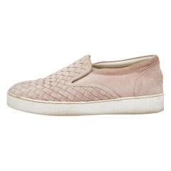 Bottega Veneta Pink Intrecciato Suede Dodger Slip On Sneakers Size 38.5