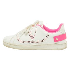 Valentino White Leather Vlogo Rockstud Low Top Sneakers Size 36