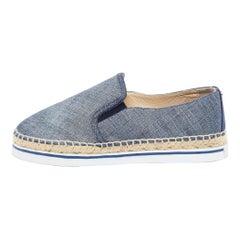 Jimmy Choo Blue Denim Slip On Espadrille Flats Size 39