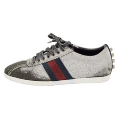 Gucci Silber Glitter Bambi Sneakers Größe 35.5